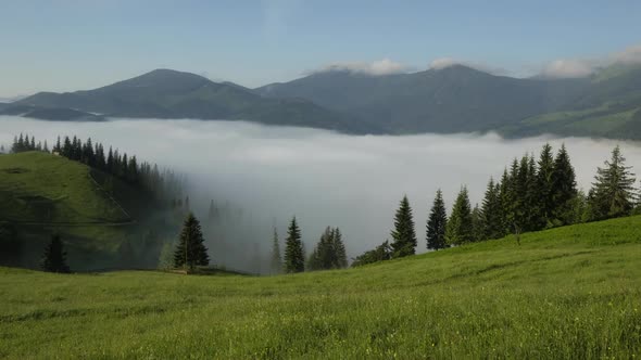 Mountain Valley During Sunrise.