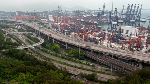 Container Terminal Overpass Road at Hong Kong Industrial District alt