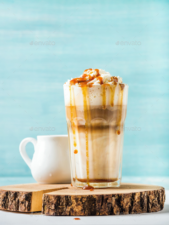 Latte macchiato with whipped cream - Stock Photo - Images