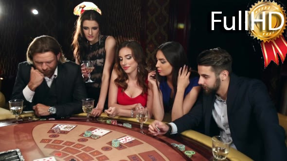 Company of Men and Women Playing Blackjack