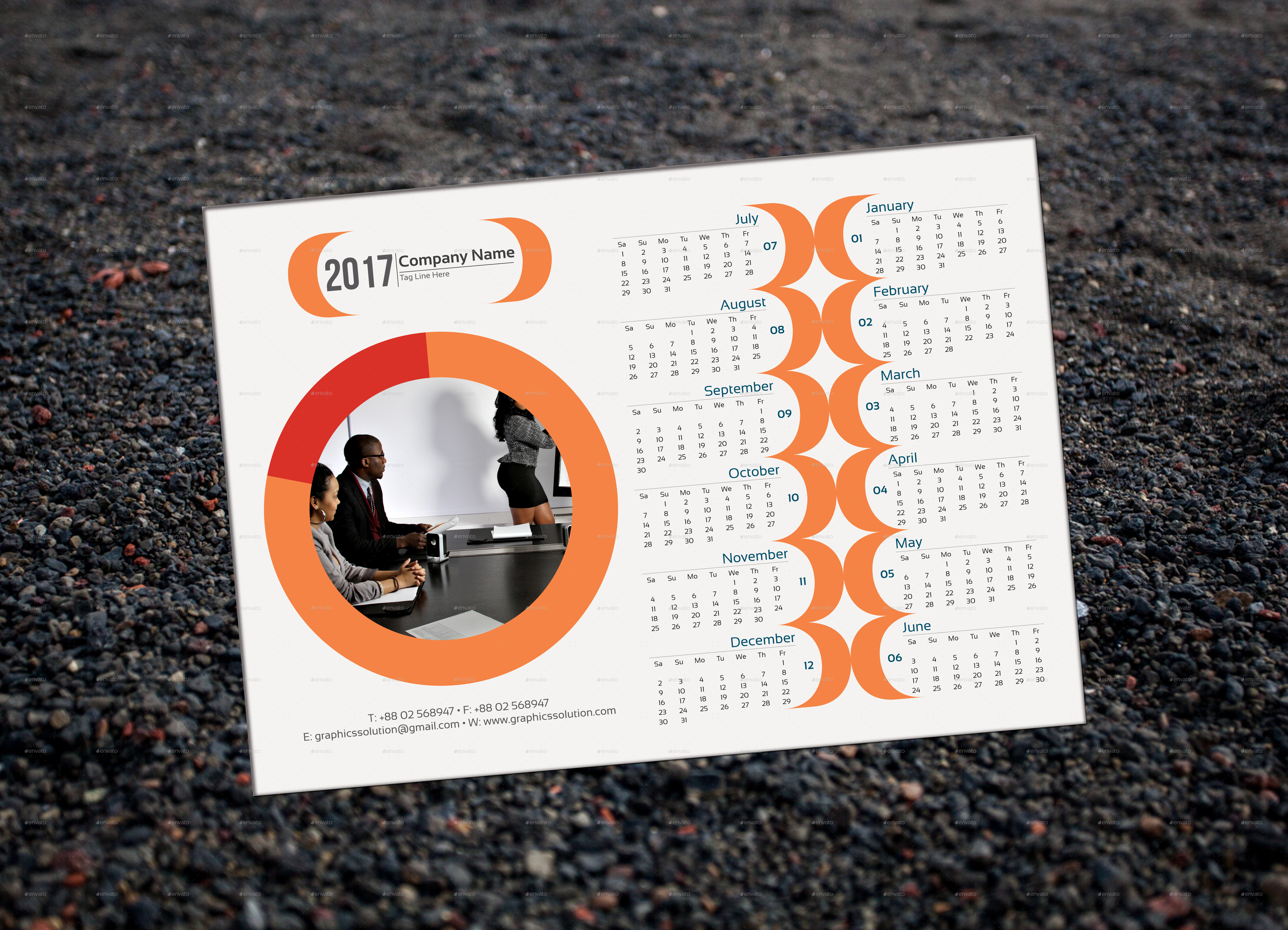 One Page Calendar Design by Graphicssolution | GraphicRiver
