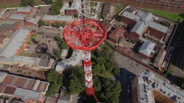 Aerial View Of a Large Transmission Tower