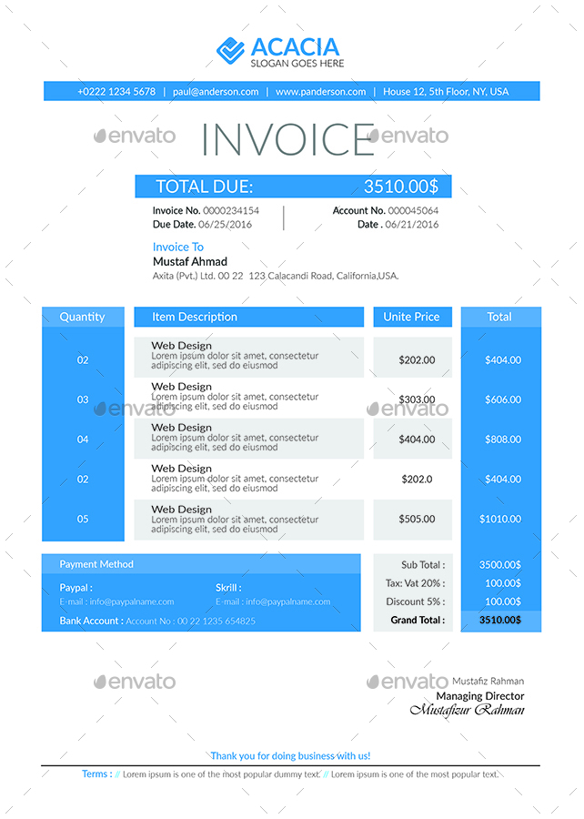 sleek invoice