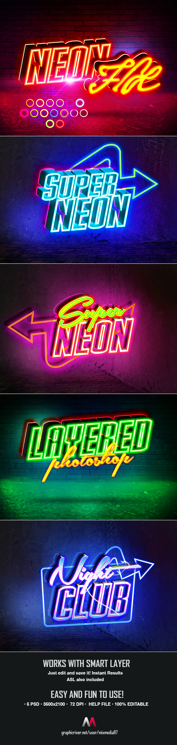 Neon Sign Styles V4 - Text Effects Actions