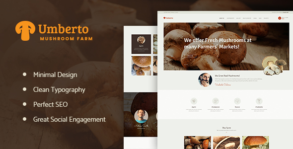 Umberto - Mushroom Farm & Organic Products Store WP Theme - Food Retail