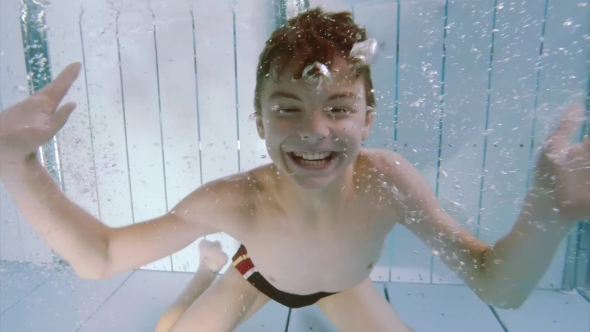 Underwater Boy In Aquapark