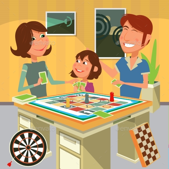 Playing Board Games Illustration