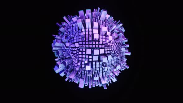 Abstract Rotation Sphere Made of Deforming Cubes.