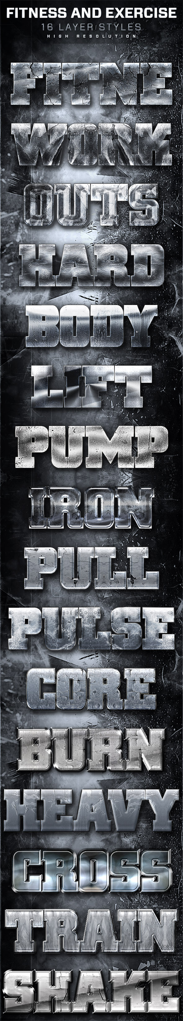 16 Fitness And Exercise Layer Styles 4 - Text Effects Styles
