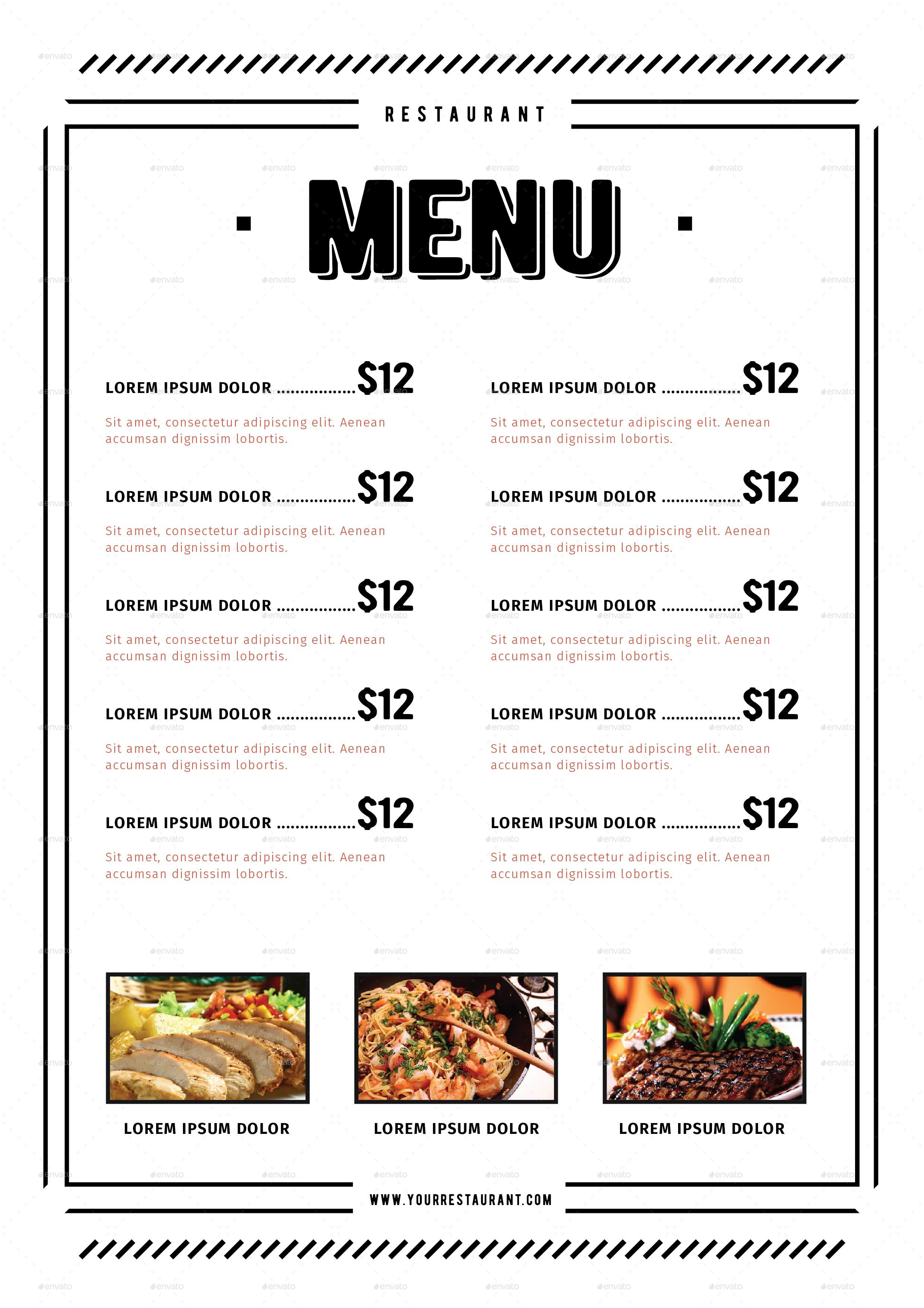 Restauran Menu Fresh Food, Print Templates 