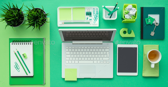 Green creative desktop - Stock Photo - Images