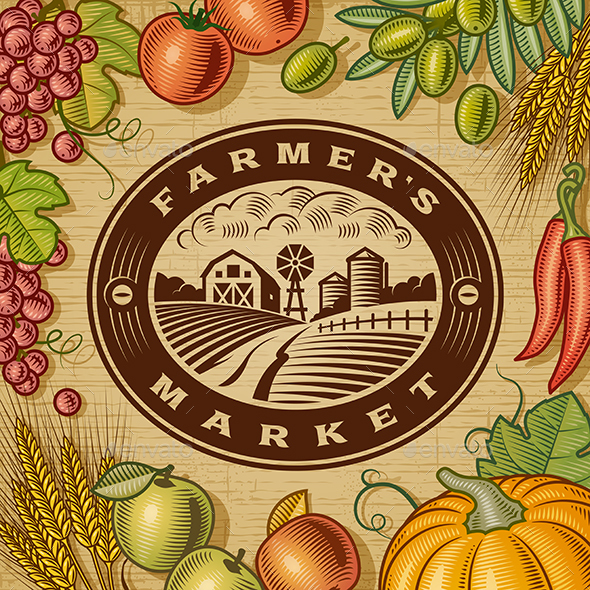 Vintage Farmers Market Label by iatsun | GraphicRiver