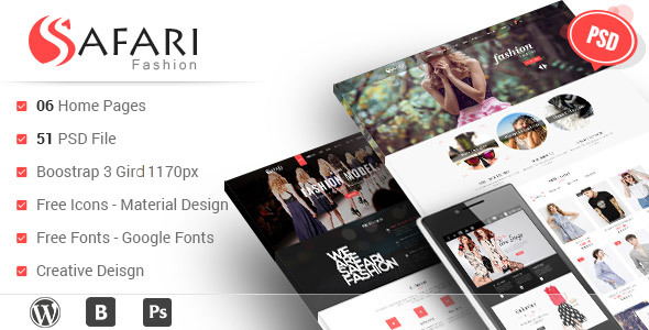 Safari - Multipurpose PSD Template - Retail PSD Templates