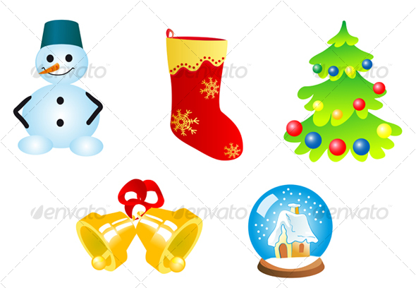 Five christmas icons and symbols - Seasons/Holidays Conceptual