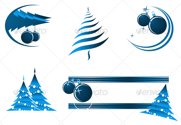 Christmas decorations and banners for design - Decorative Vectors