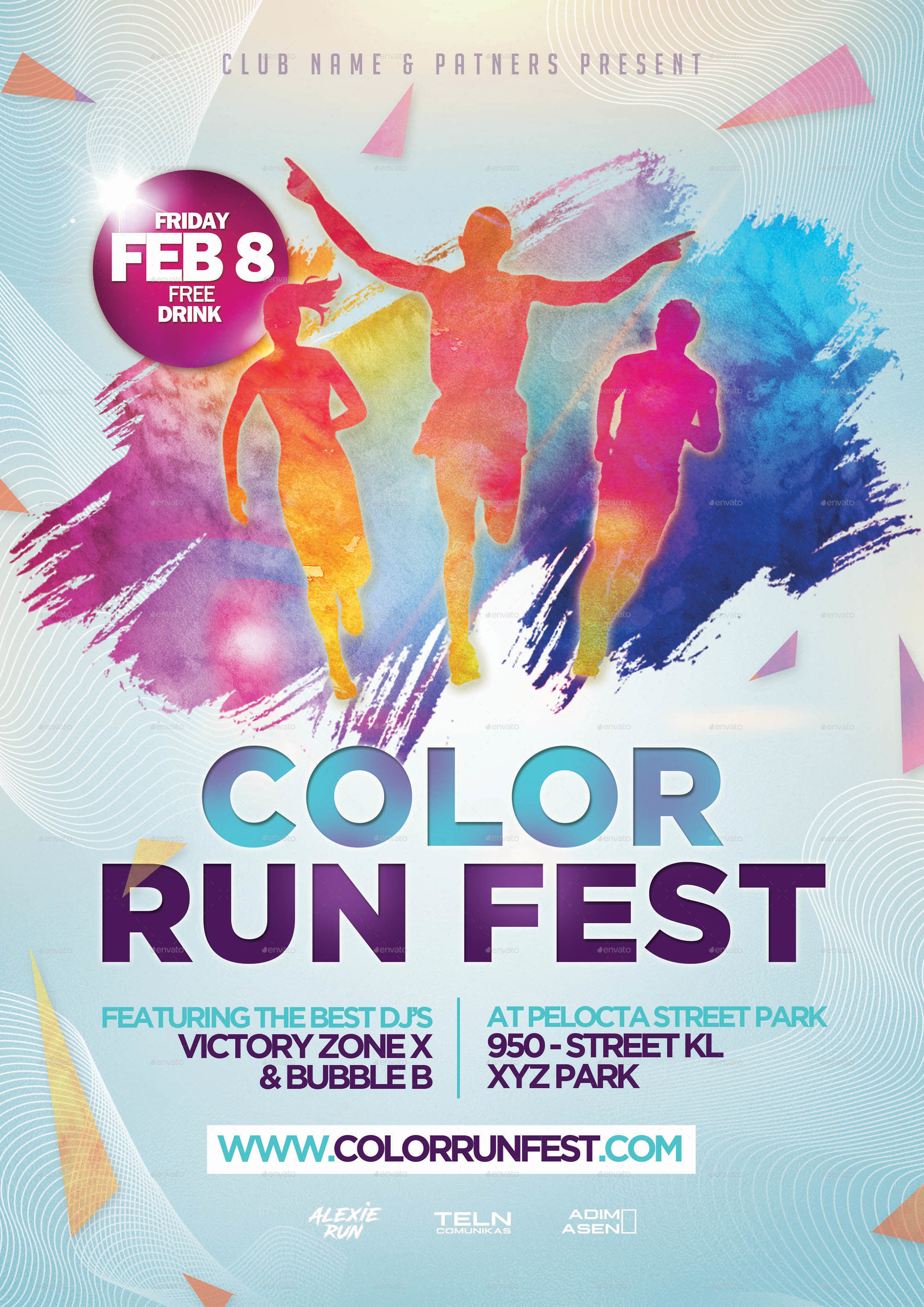 Color Run Festival Flyer Template By Adimasen Graphicriver