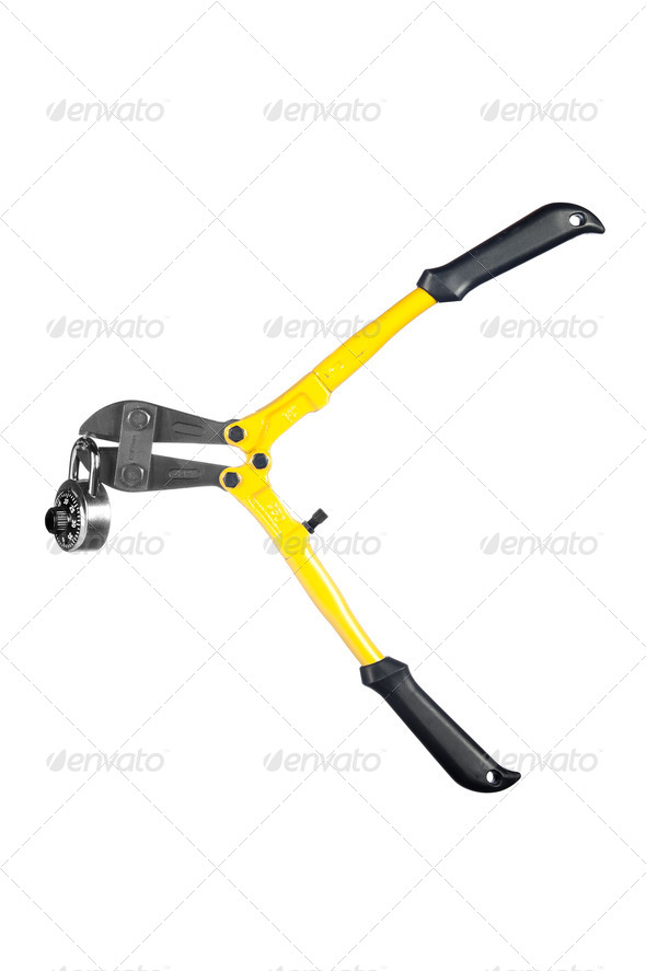 Bolt cutters on white - Stock Photo - Images