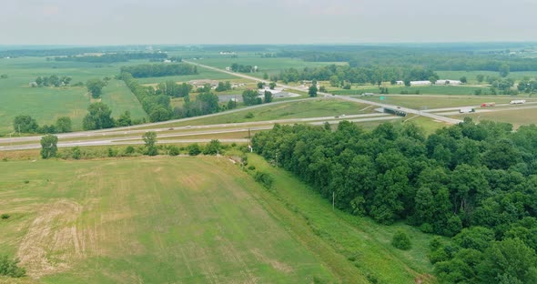 Panorama Aerial View of Highway Road Junction From the Height Drone alt