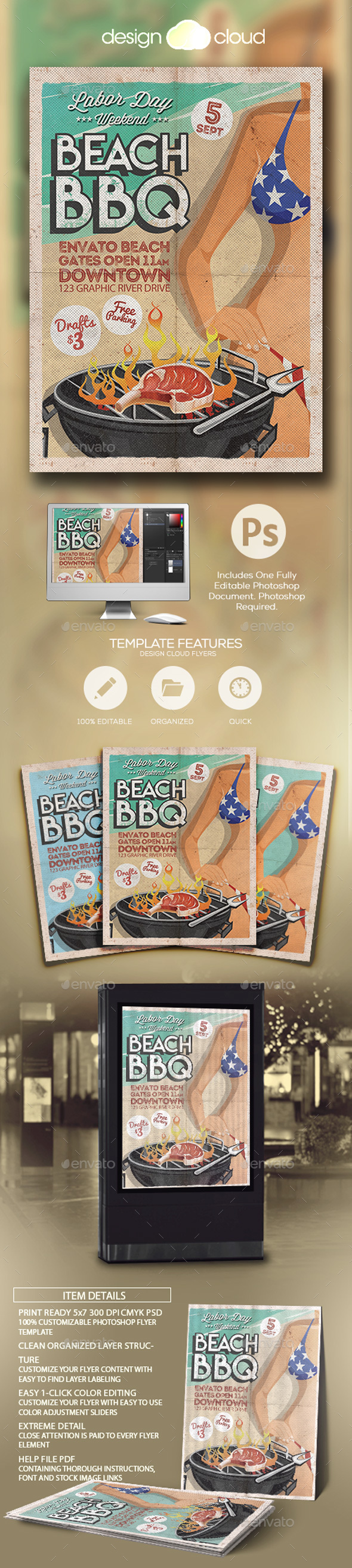 Labor Day BBQ Flyer Template - Holidays Events