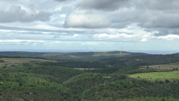 Landscape Shot with Wind Turbines in Distance