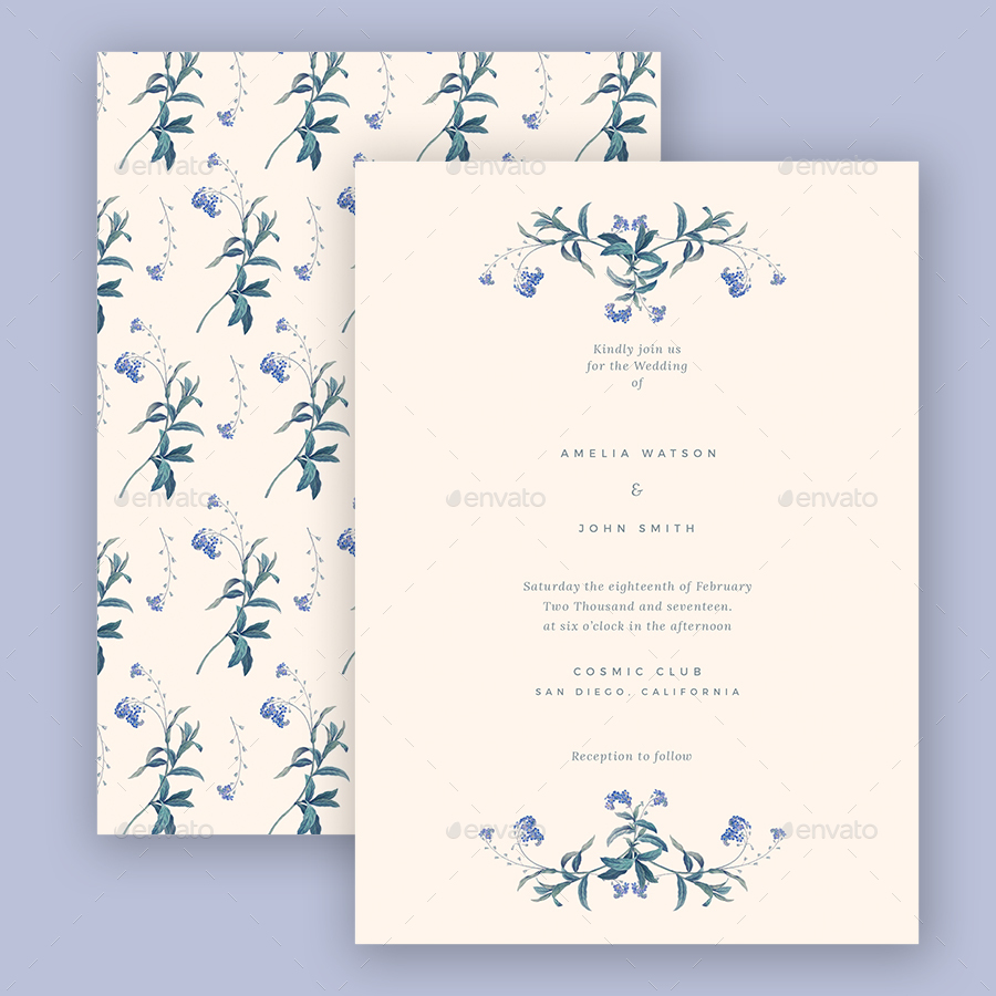 Floral Wedding Invitation, Print Templates | GraphicRiver