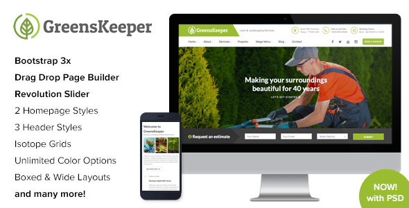 GreensKeeper - Gardening & Landscaping Responsive WordPress Theme - Business Corporate