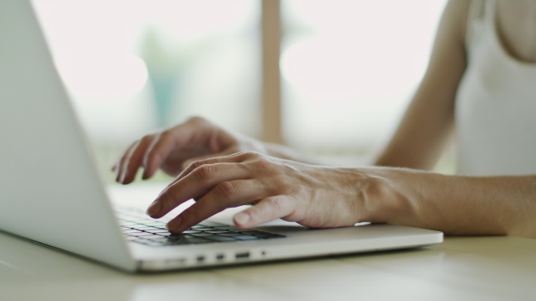 Hands Of Woman Working On a Laptop alt