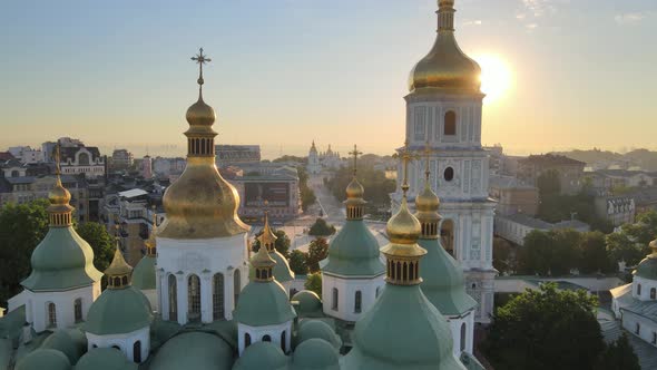 St. Sophia Church in the Morning at Dawn. Kyiv. Ukraine. Aerial View alt
