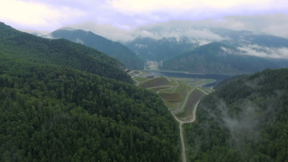 Flying Over The Hydroelectric Power Station alt