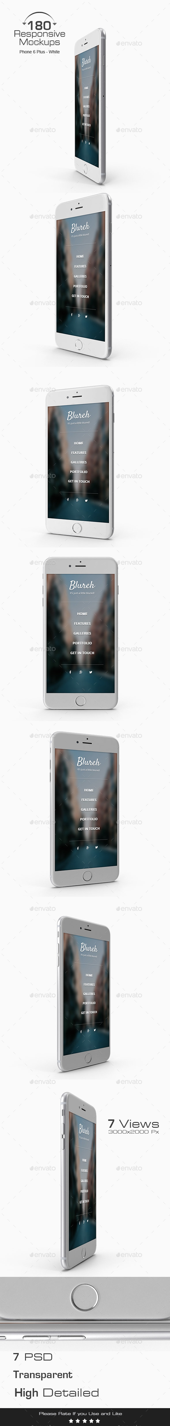 180 Responsive 3D Mockup Phone 6 Plus - White Edition