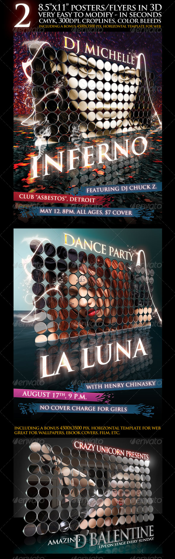3D Rendered Poster with 2 Backgrounds and Bonus - Clubs & Parties Events