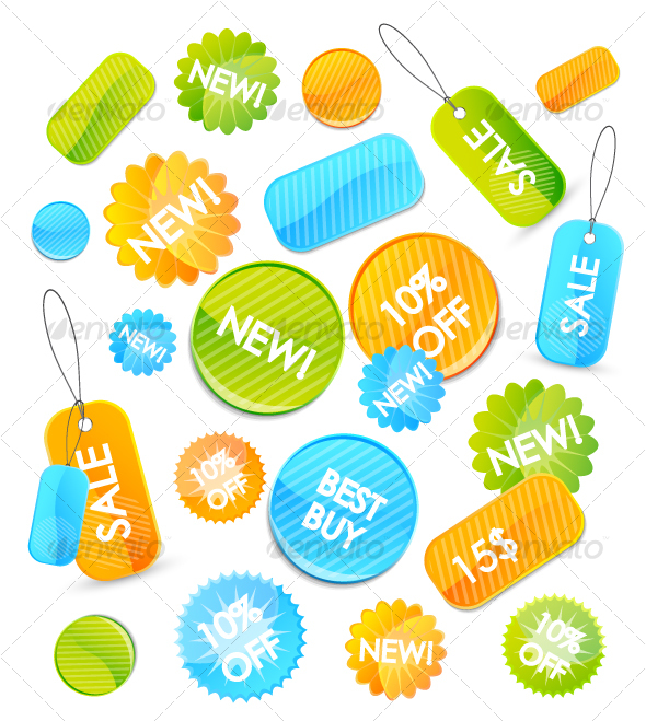 Colourful price tags - Decorative Symbols Decorative