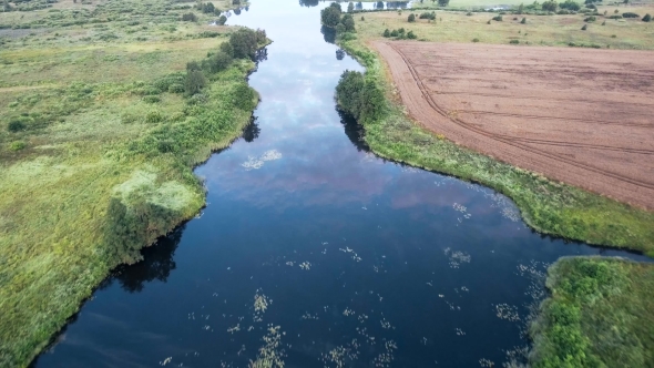 River At Morning Birds Eye View