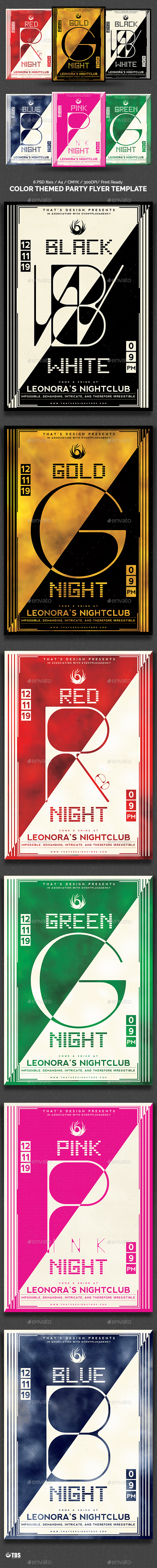 Color Themed Party Flyer Template - Clubs & Parties Events