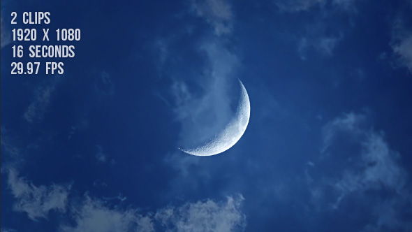 Dreamy Crescent Moon with Soft Clouds - Zoomed