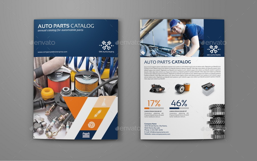 Auto Parts Catalog BiFold Brochure Template Vol.2, Print Templates