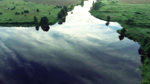 River At Morning Birds Eye View