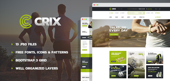 Crix - Modern Sport Goods Store PSD Template - Health & Beauty Retail