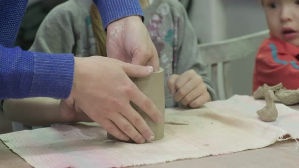 Children's Master Class in Clay Modeling. Ceramic Workshop
