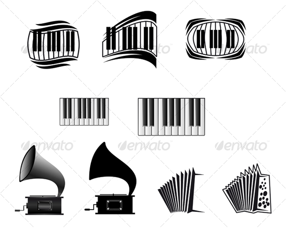 Music icons and symbols - Decorative Vectors