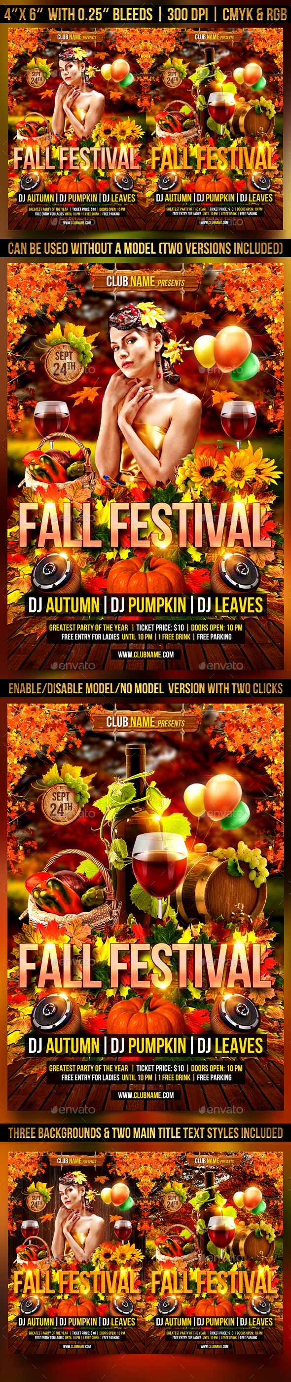 Fall Festival Flyer Template - Clubs & Parties Events
