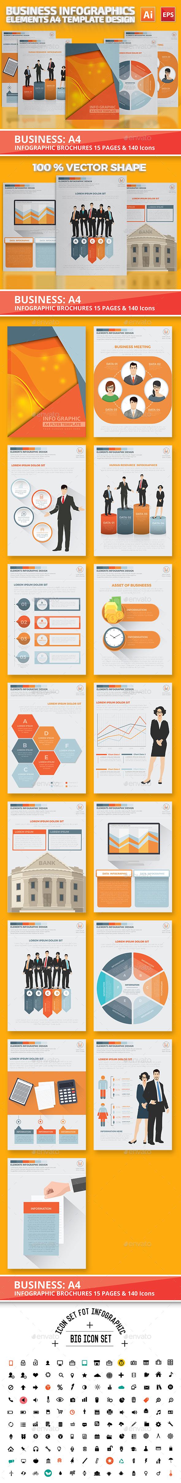 Business Infographics A4 Template Design