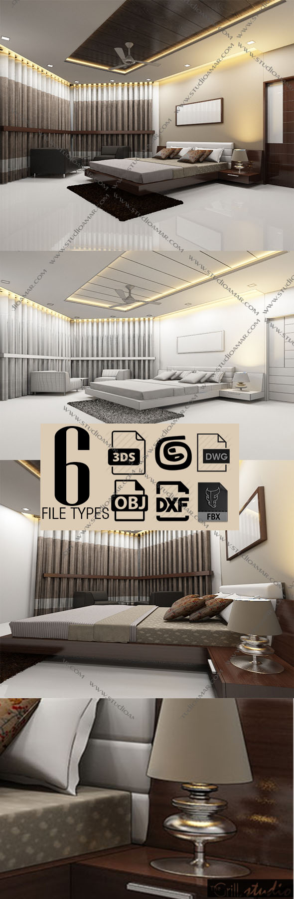 Realistic Modern bedroom - 3Docean 17669627
