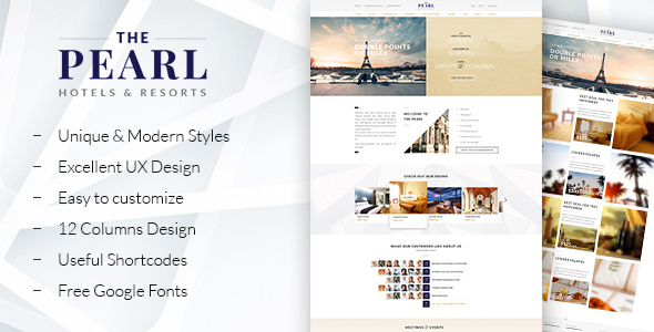 ThePearl - Hotels and Resorts WordPress theme - Travel Retail