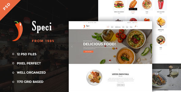 Speci - Restaurant PSD Template - Restaurants & Cafes Entertainment
