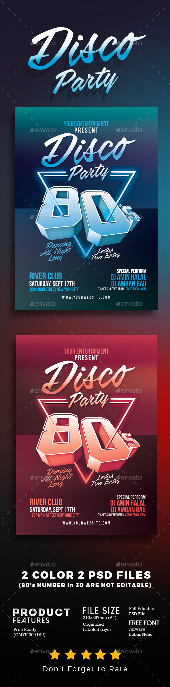 80's Disco Party - Events Flyers