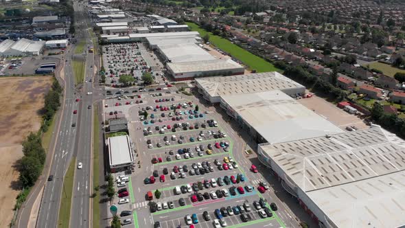 Aerial footage of the Wheatley Shopping Centre located in the heart of Doncaster in Yorkshire