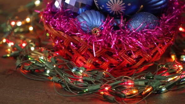 Christmas Balls And Garland Flashing Tangled