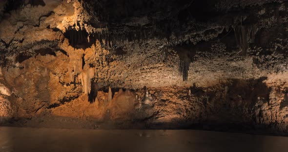 Cave Landscape in the Middle of the Mountain with Stalactites and Stalagmites alt