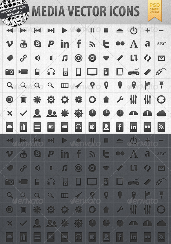 Media Vector Shape Icons incl. CSH - Web Icons